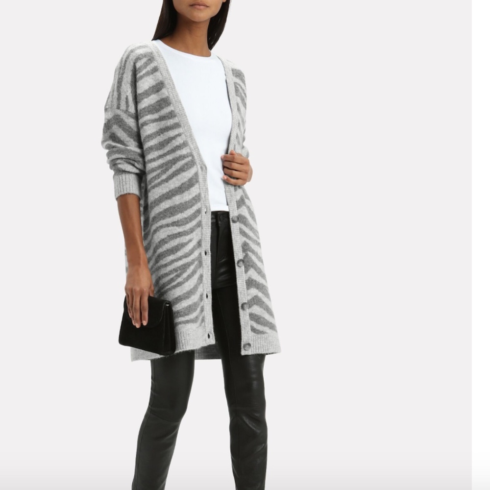 INTERMIX Nala Zebra Cardigan Gray
